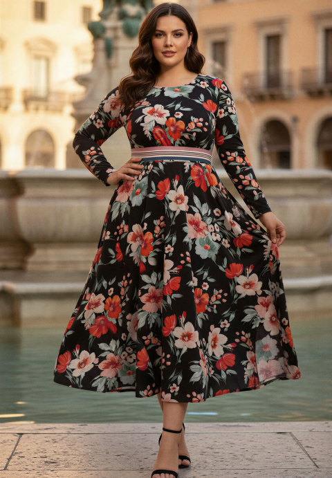 green emerald velvet dress Modest Plus Size Maxi Dress with Long Puff Sleeves – Ever-Pretty Plus