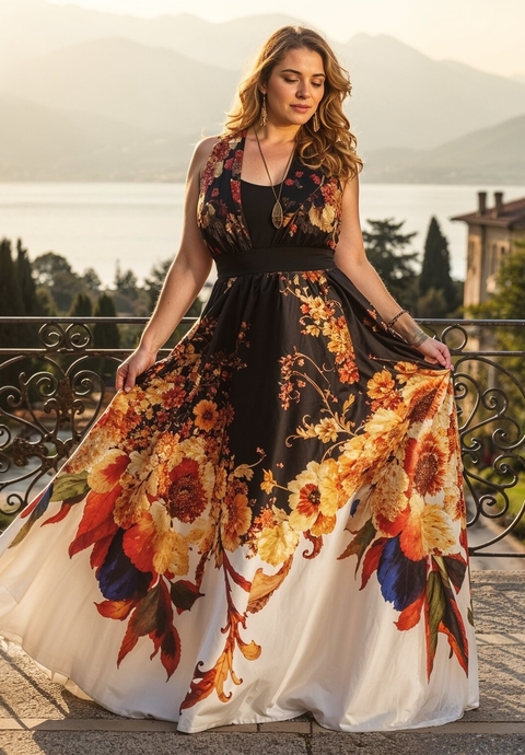 knee length dresses for ladies Backless Beaded-Print Designer Prom Dress with Slit– PromGirl