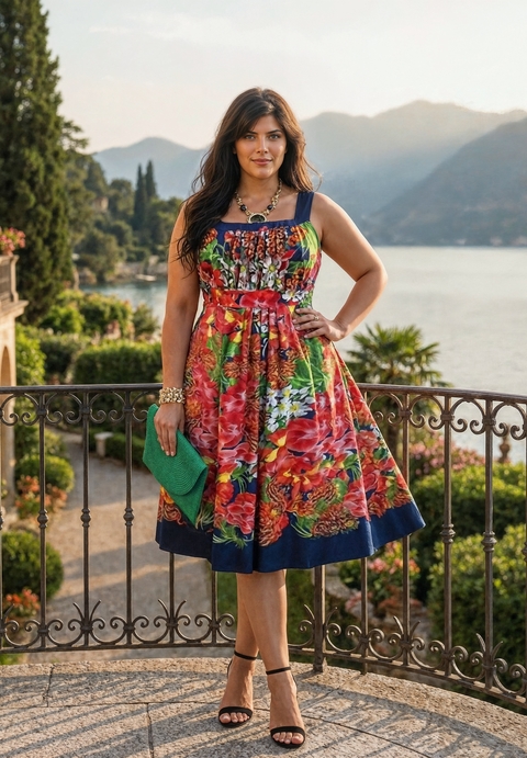 Custom plus size special occasion dresses with fun, playful prints